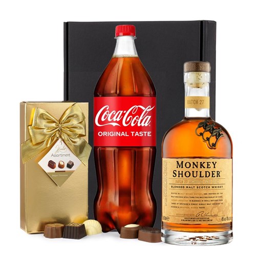 Monkey Shoulder Whisky with Coca-Cola & Chocolates Gift Box | Spirit Mixer Set
